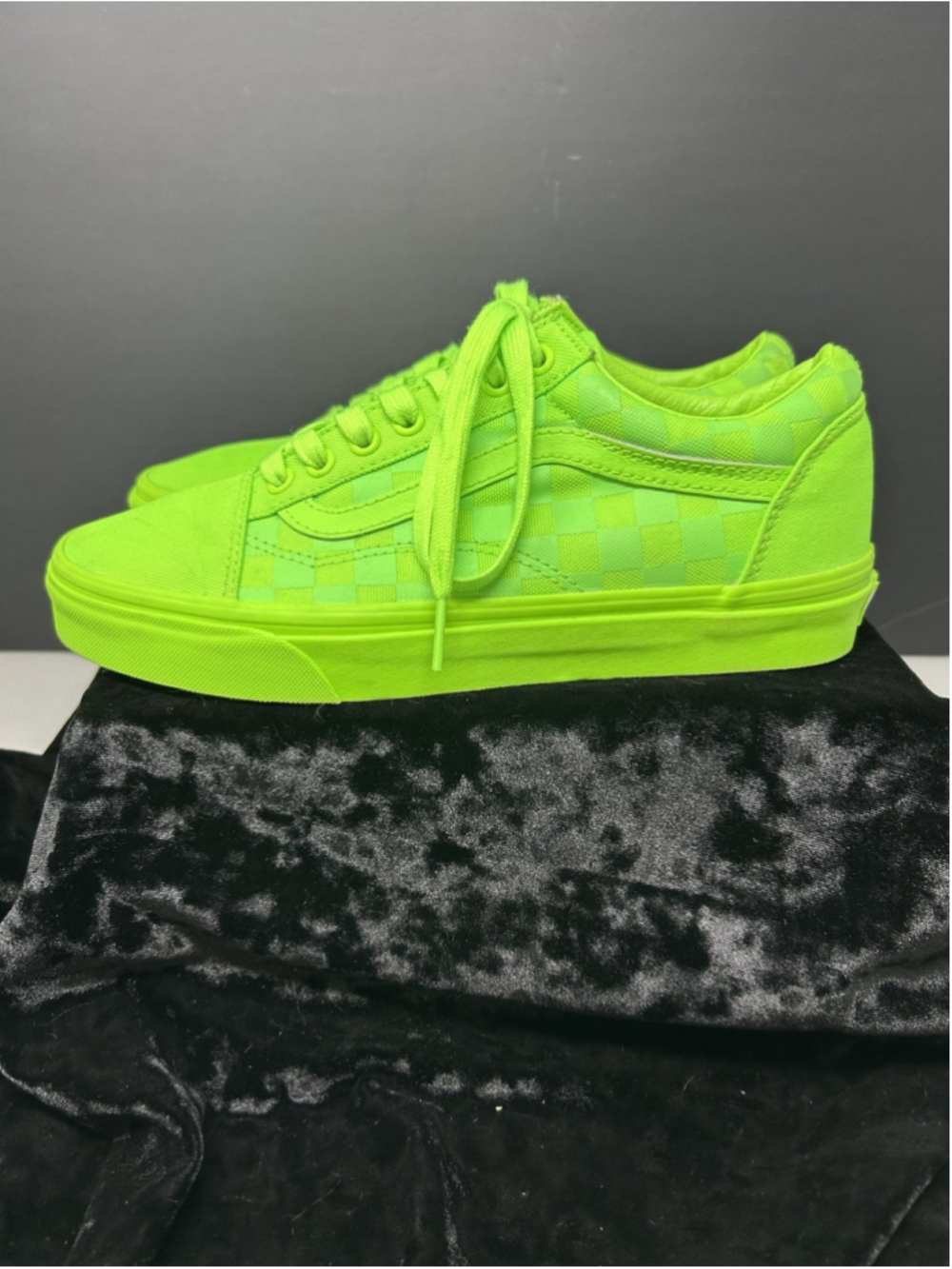 VANS Old Skool Mono Checker Board Green Gecko Unisex Skate Sneaker Shoes M7.5 W9 - Picture 4 of 10